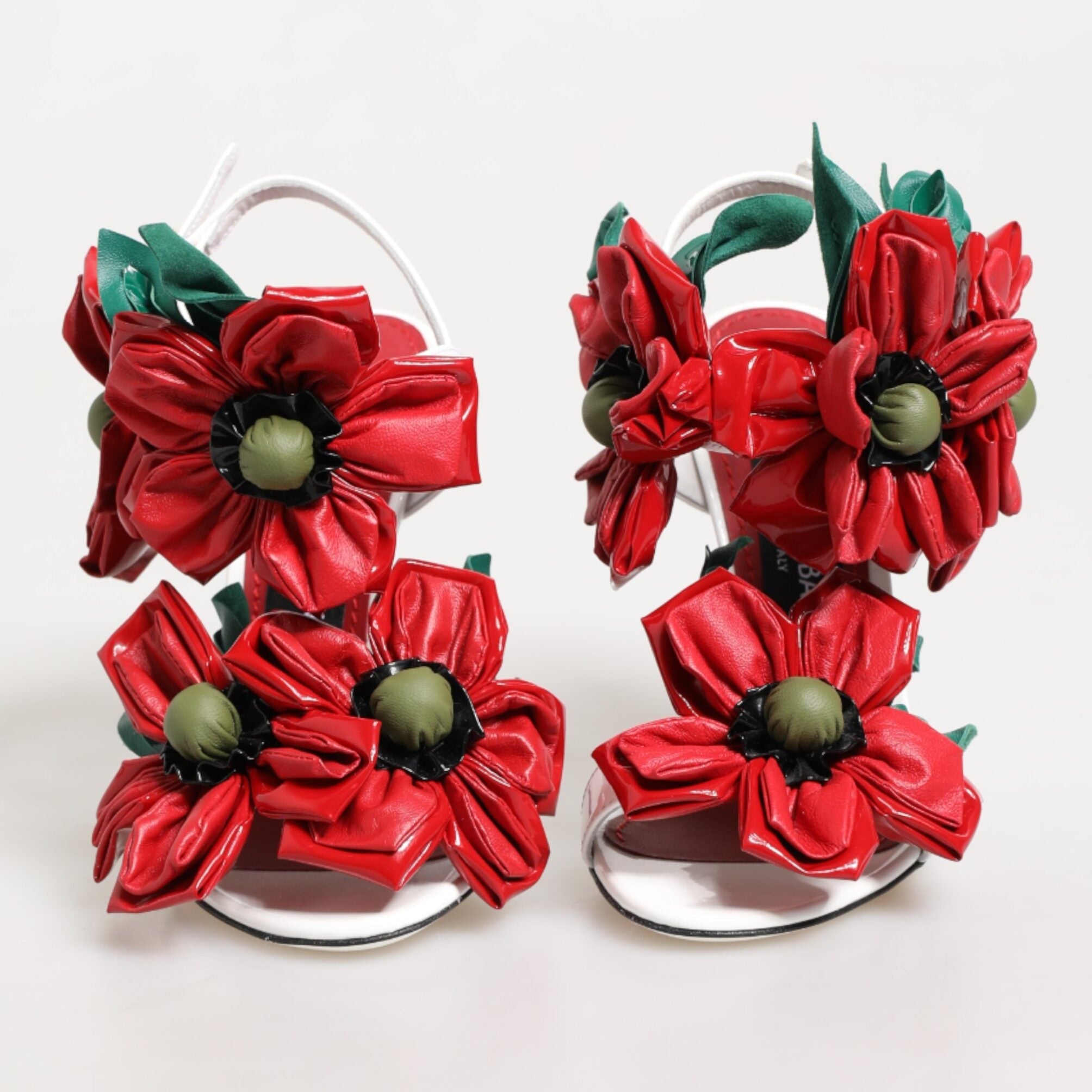 Dolce & Gabbana White Red Floral Detailing Sandals
