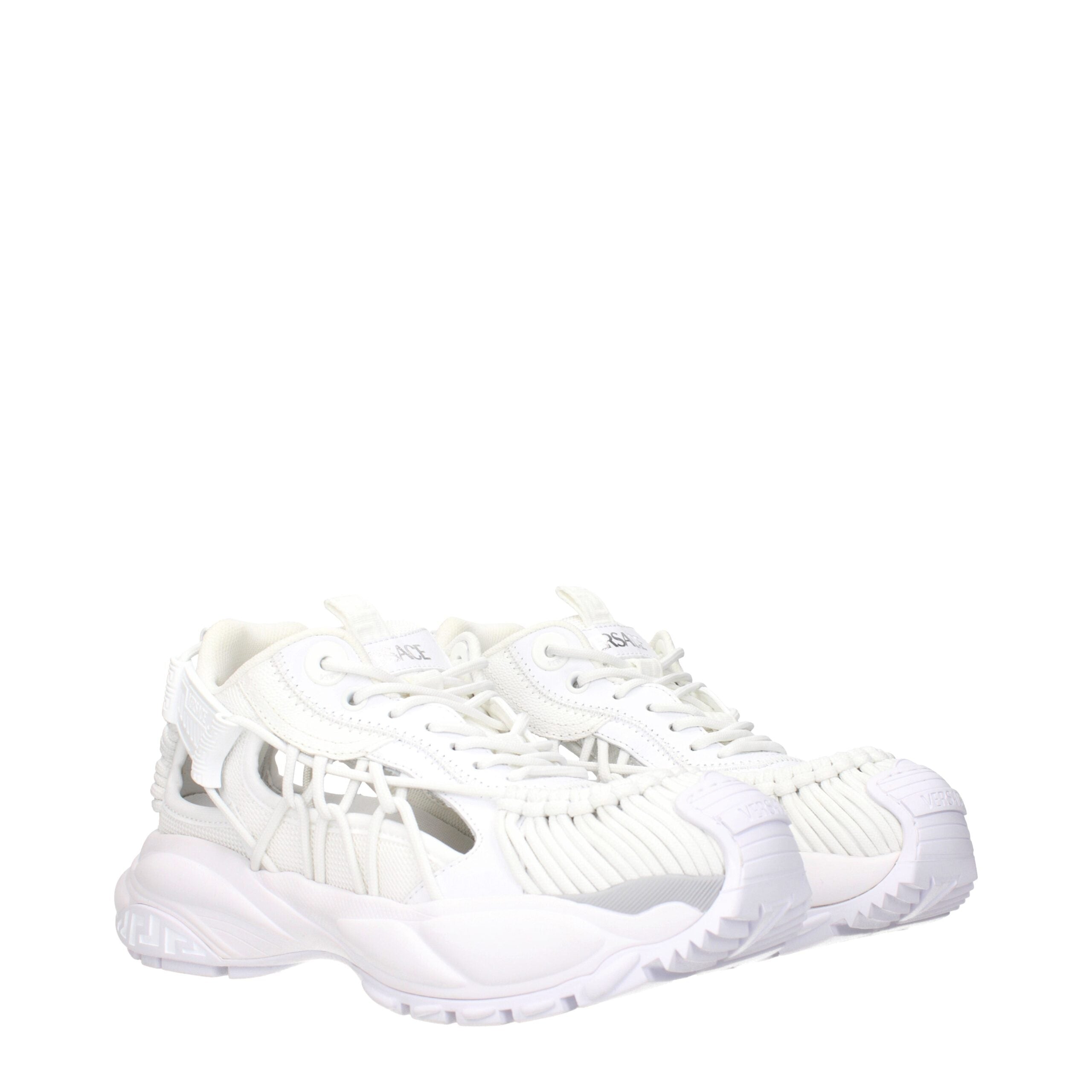 Versace White Leather Cut Out Low Top Sneakers
