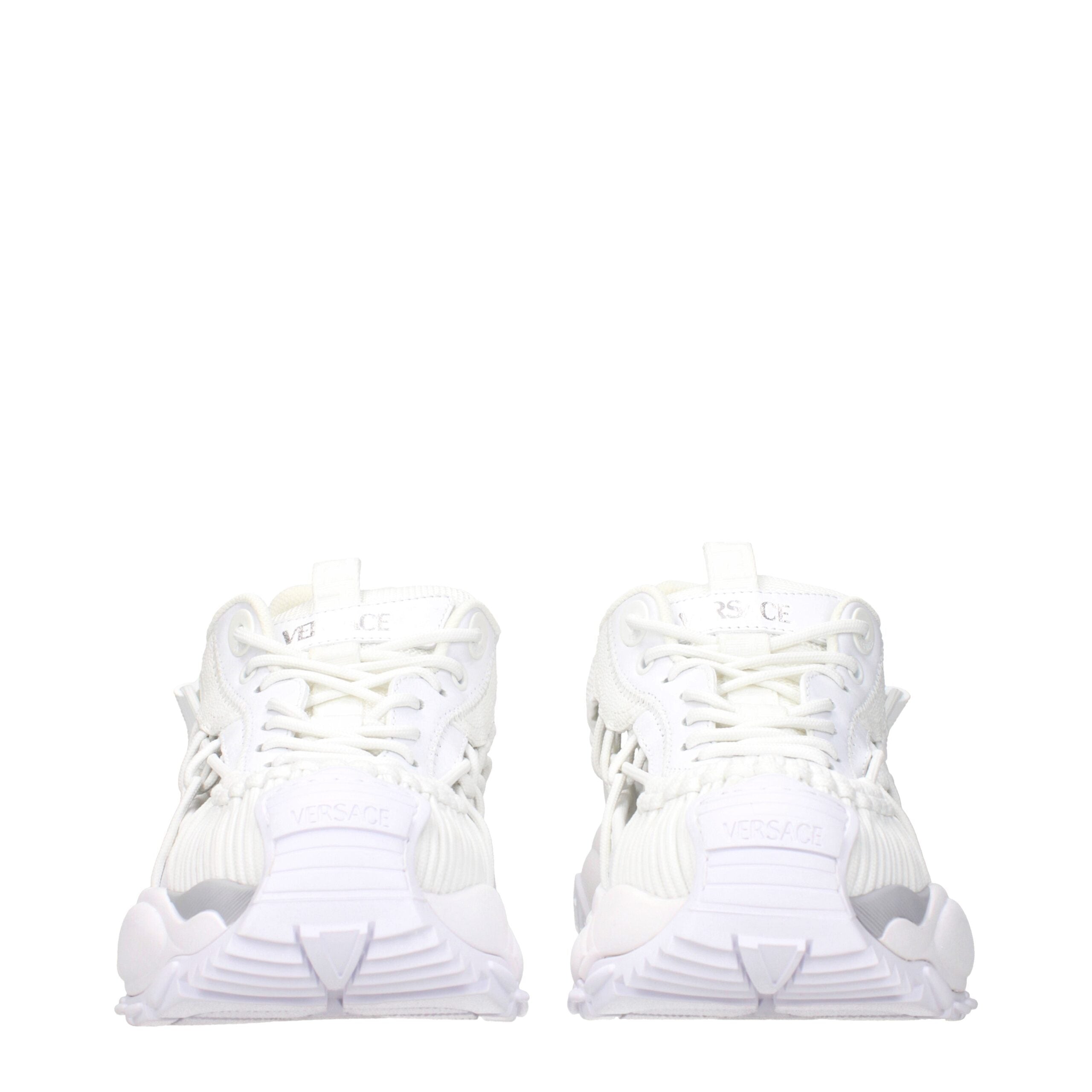 Versace White Leather Cut Out Low Top Sneakers