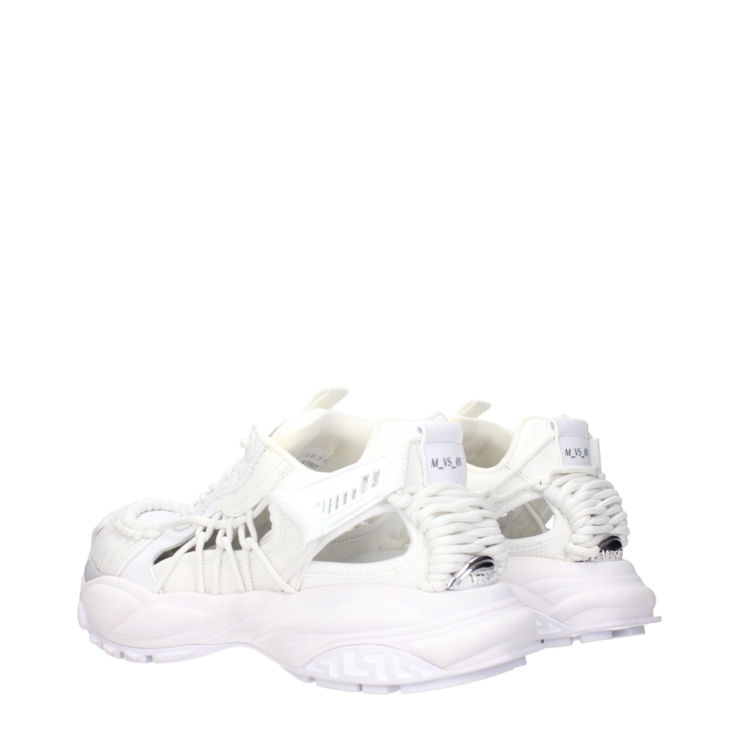 Versace White Leather Cut Out Low Top Sneakers
