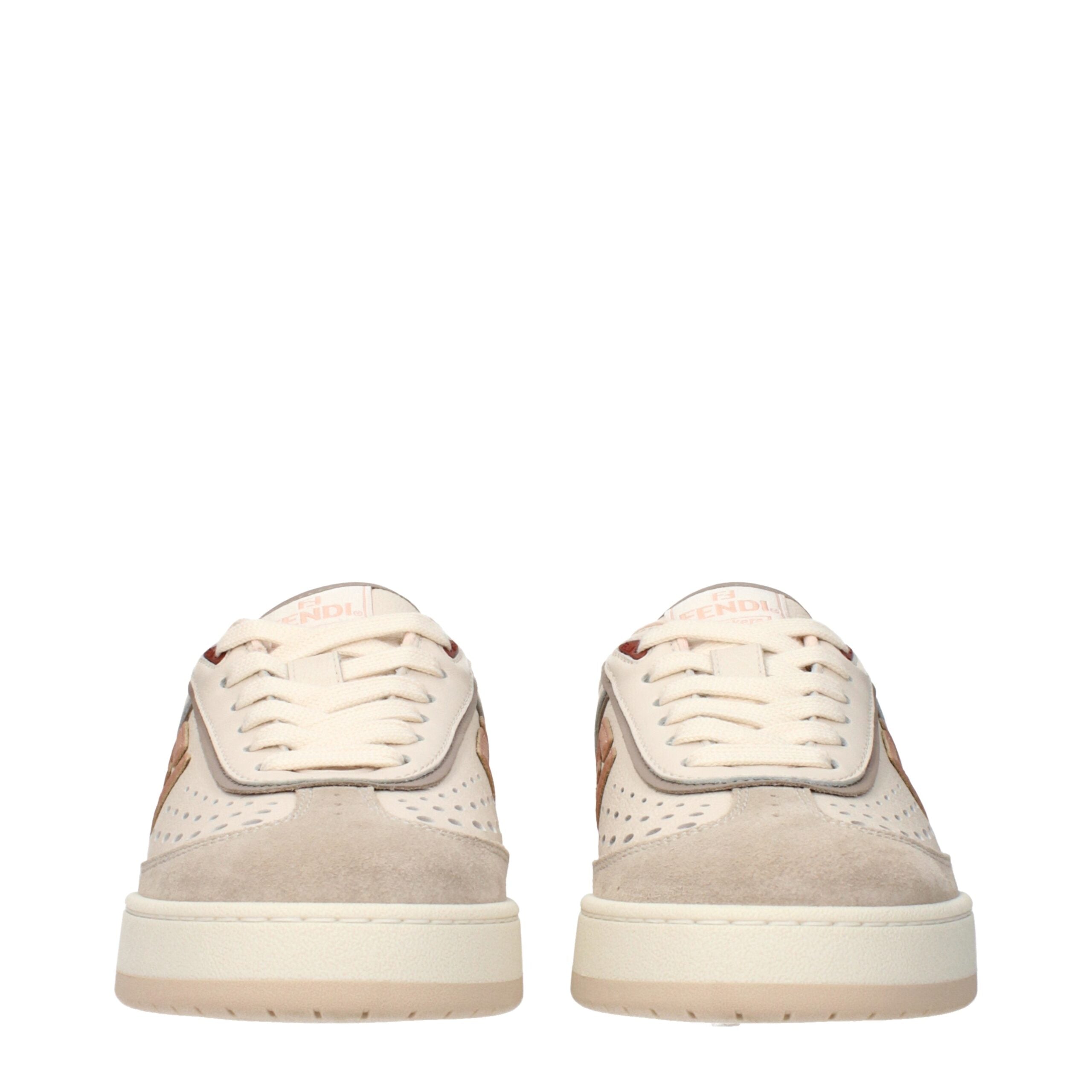 Fendi Beige Leather Low Top Women's Sneaker