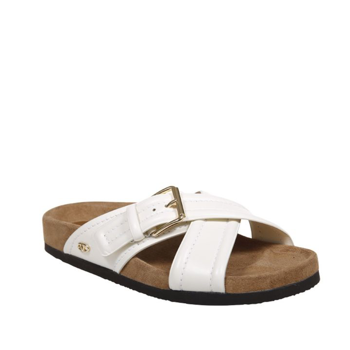 Valentino Garavani White Leather Slide Sandals