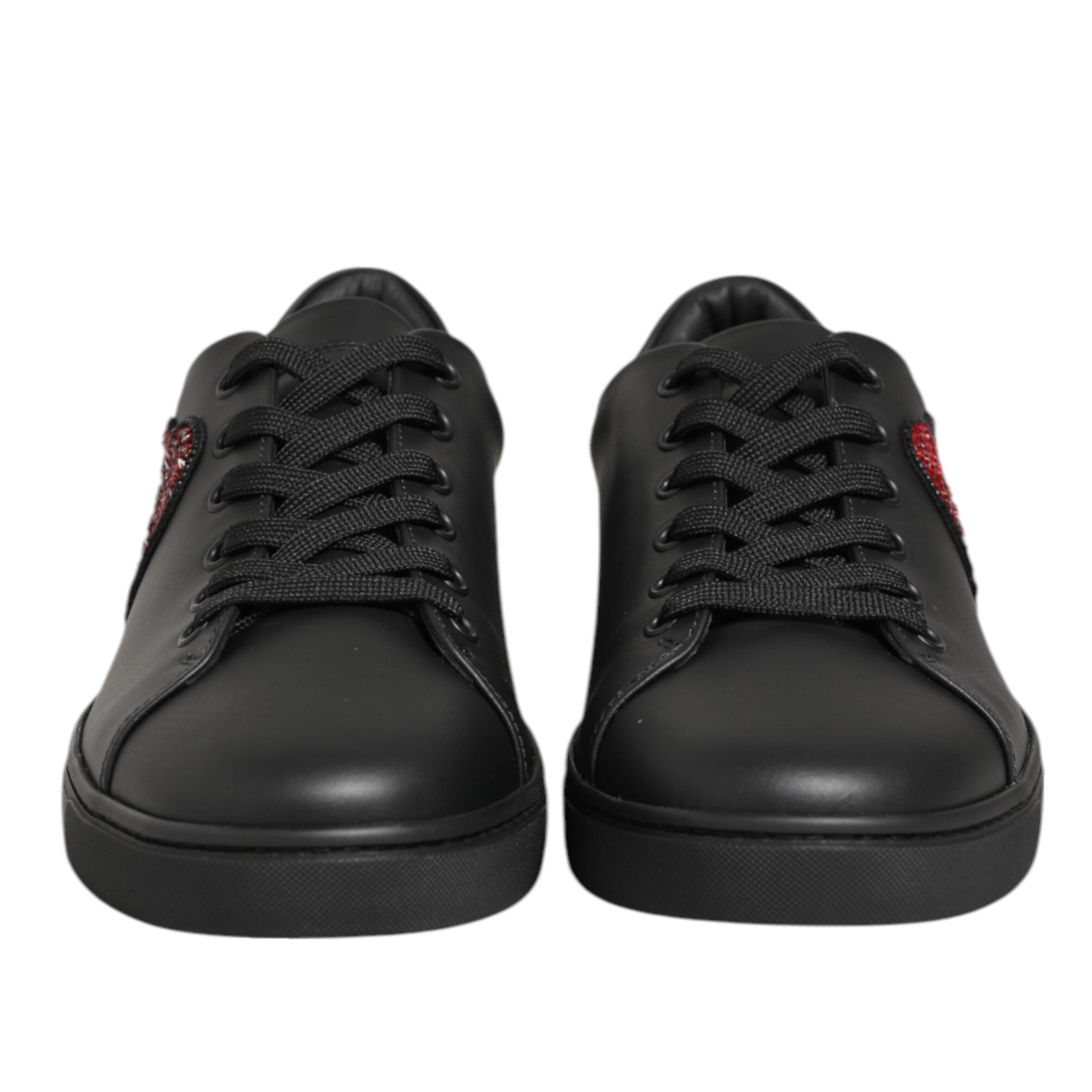 Dolce & Gabbana Black Crystal Heart Sneakers