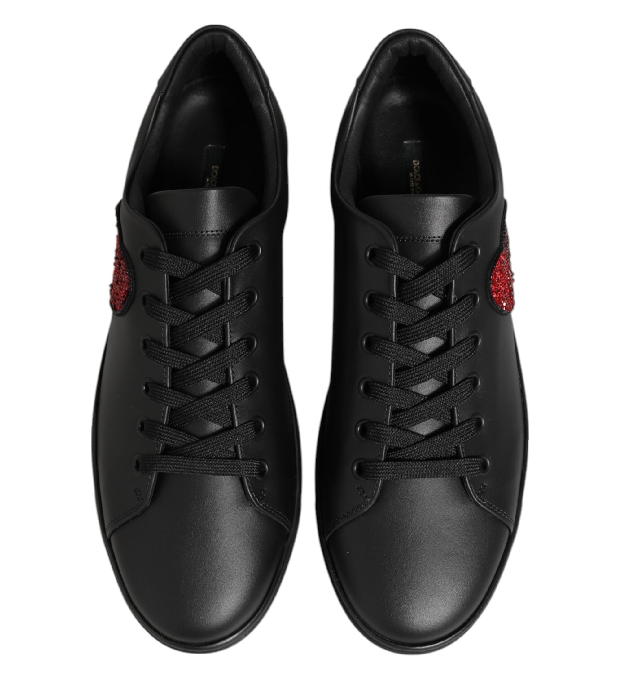 Dolce & Gabbana Black Crystal Heart Sneakers