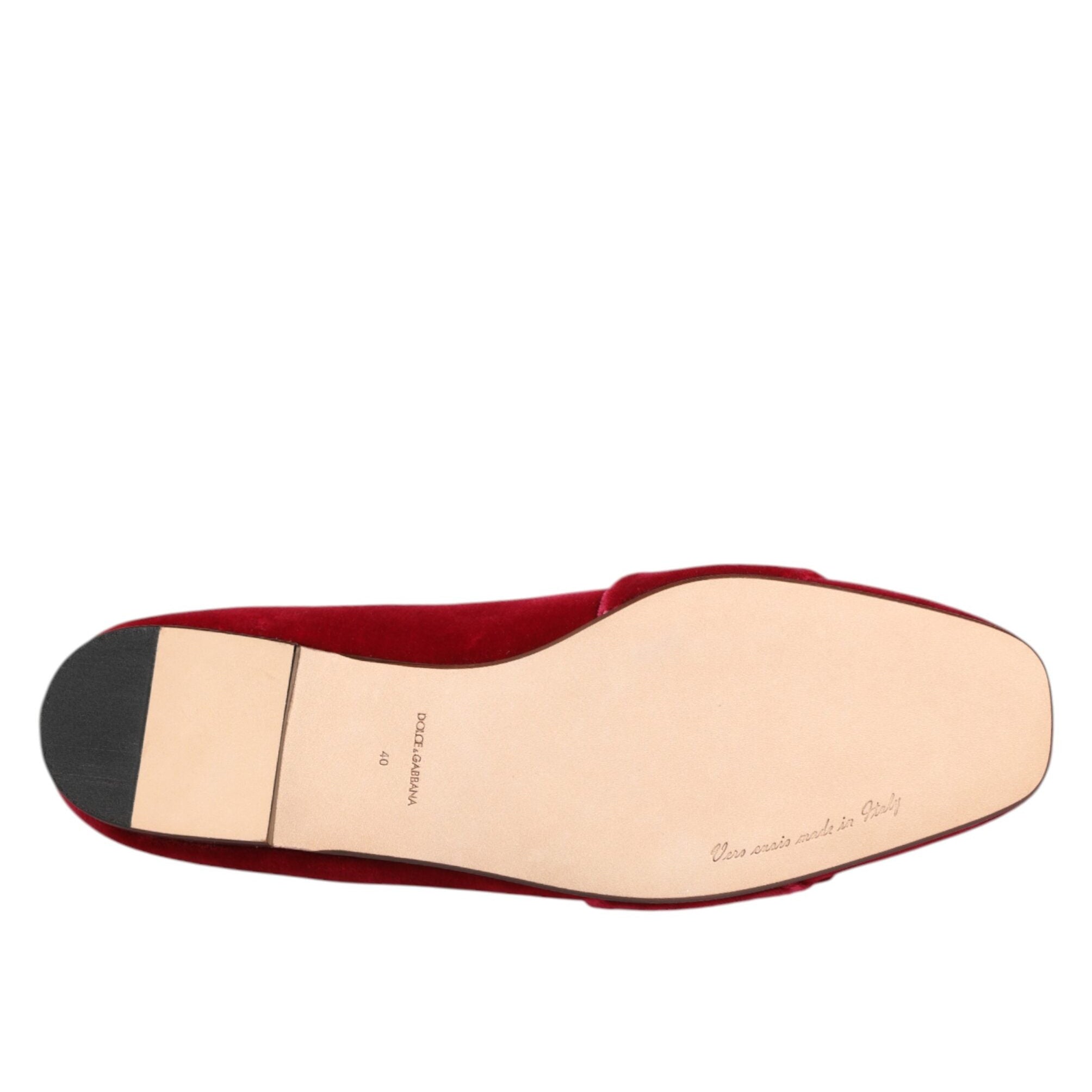 Dolce & Gabbana Red Velvet Crystal Loafers