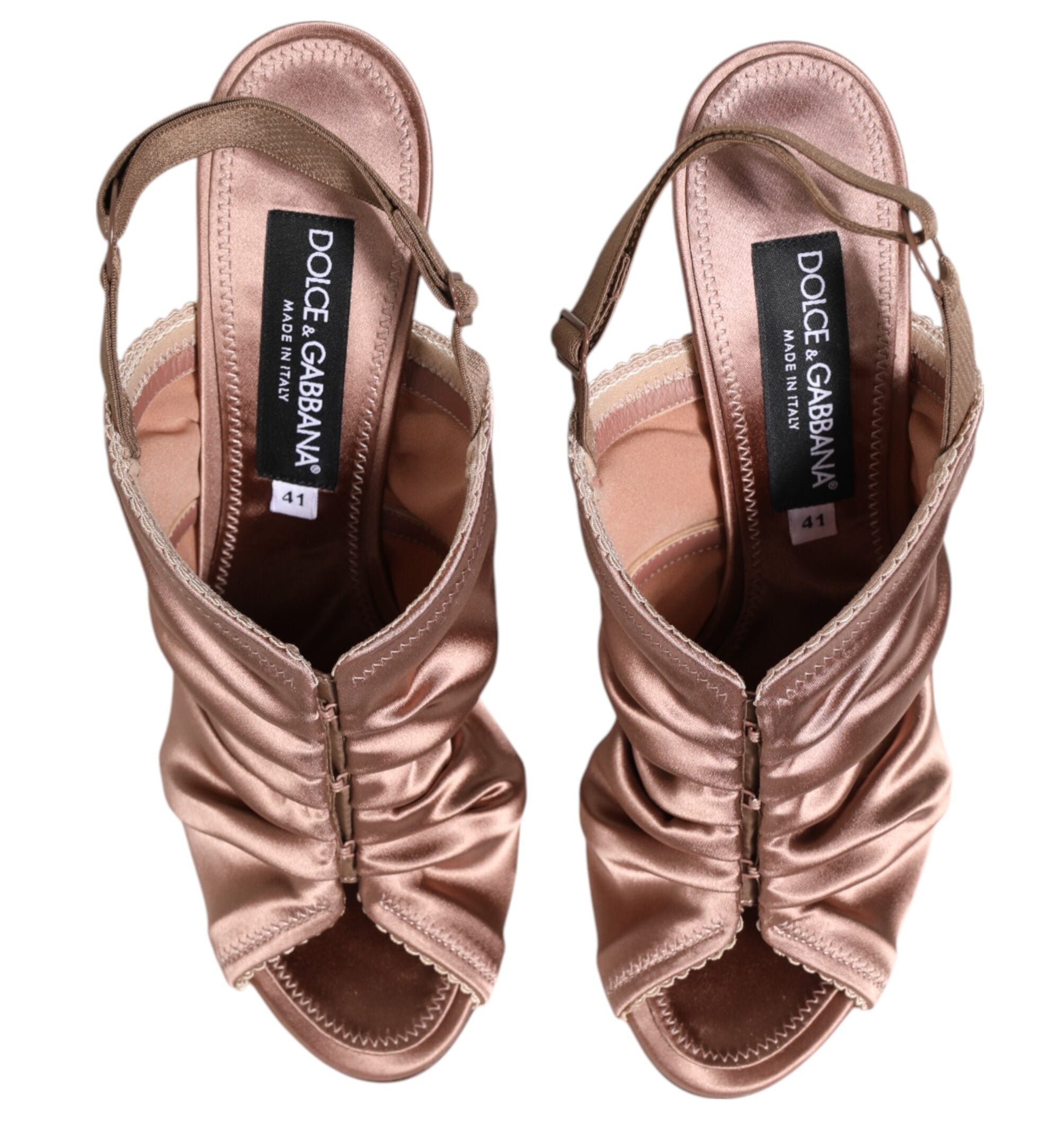 Dolce & Gabbana Bronze Satin Slingback Heels