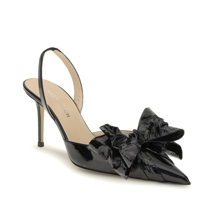MACH & MACH ''LE CADEAU'' Black Leather Slingbacks