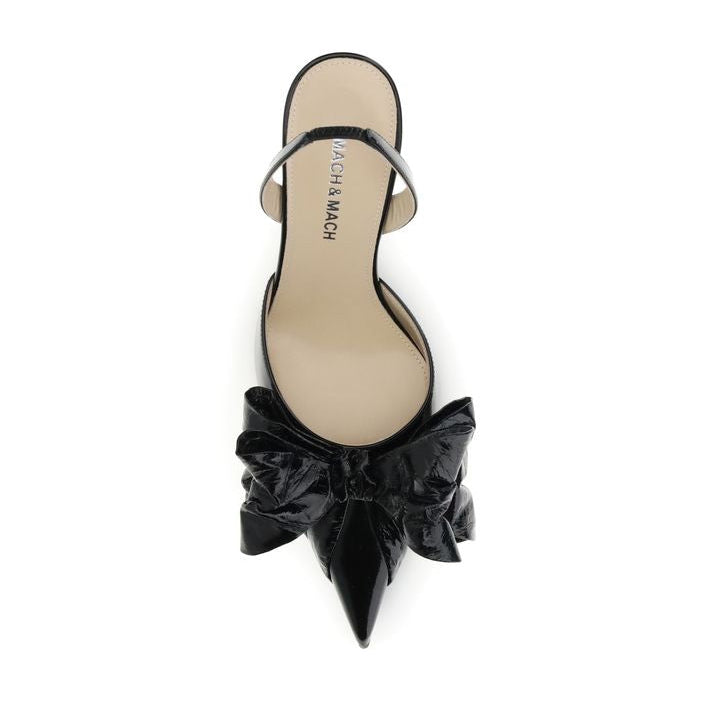 MACH & MACH ''LE CADEAU'' Black Leather Slingbacks