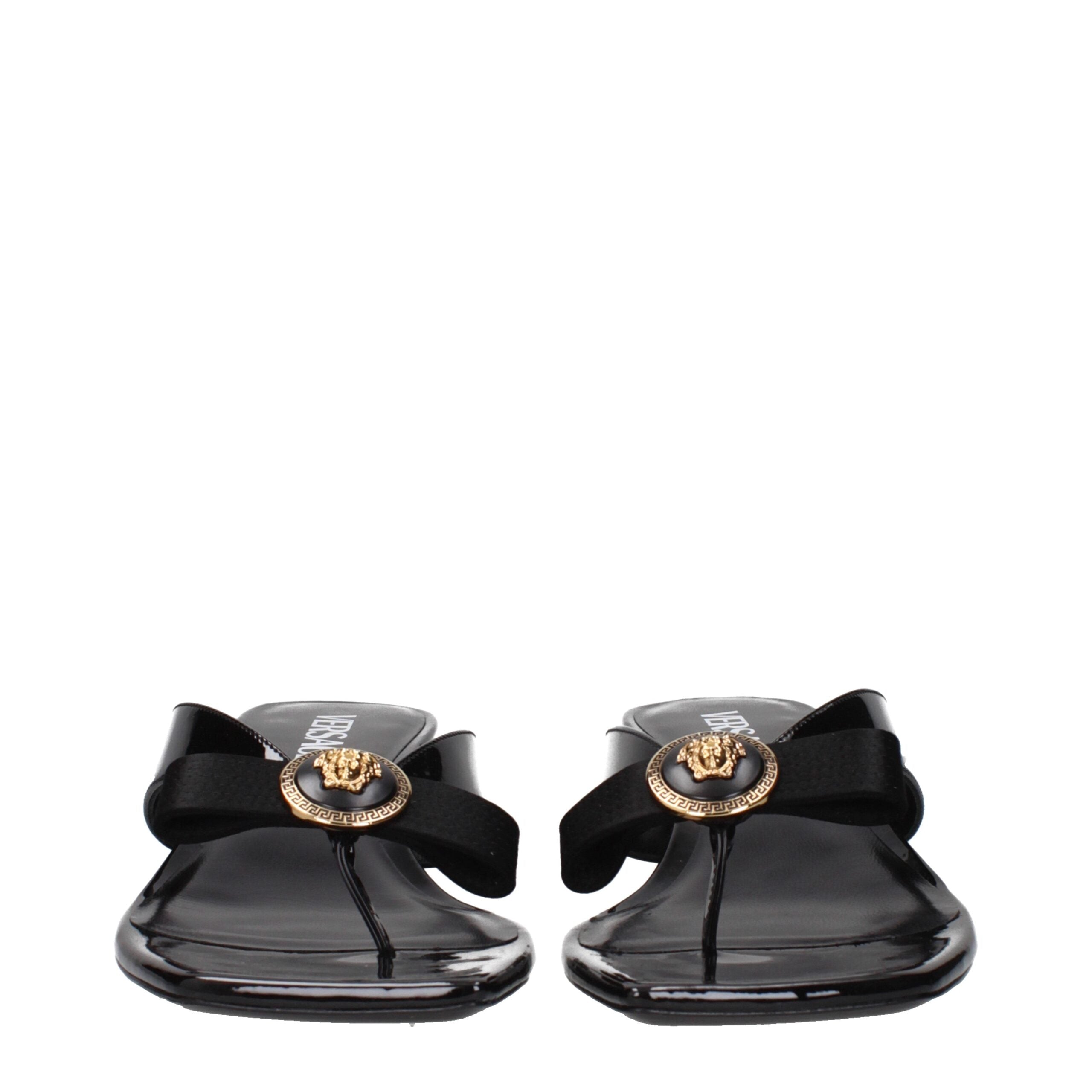 Versace Black Leather Stiletto Sandals
