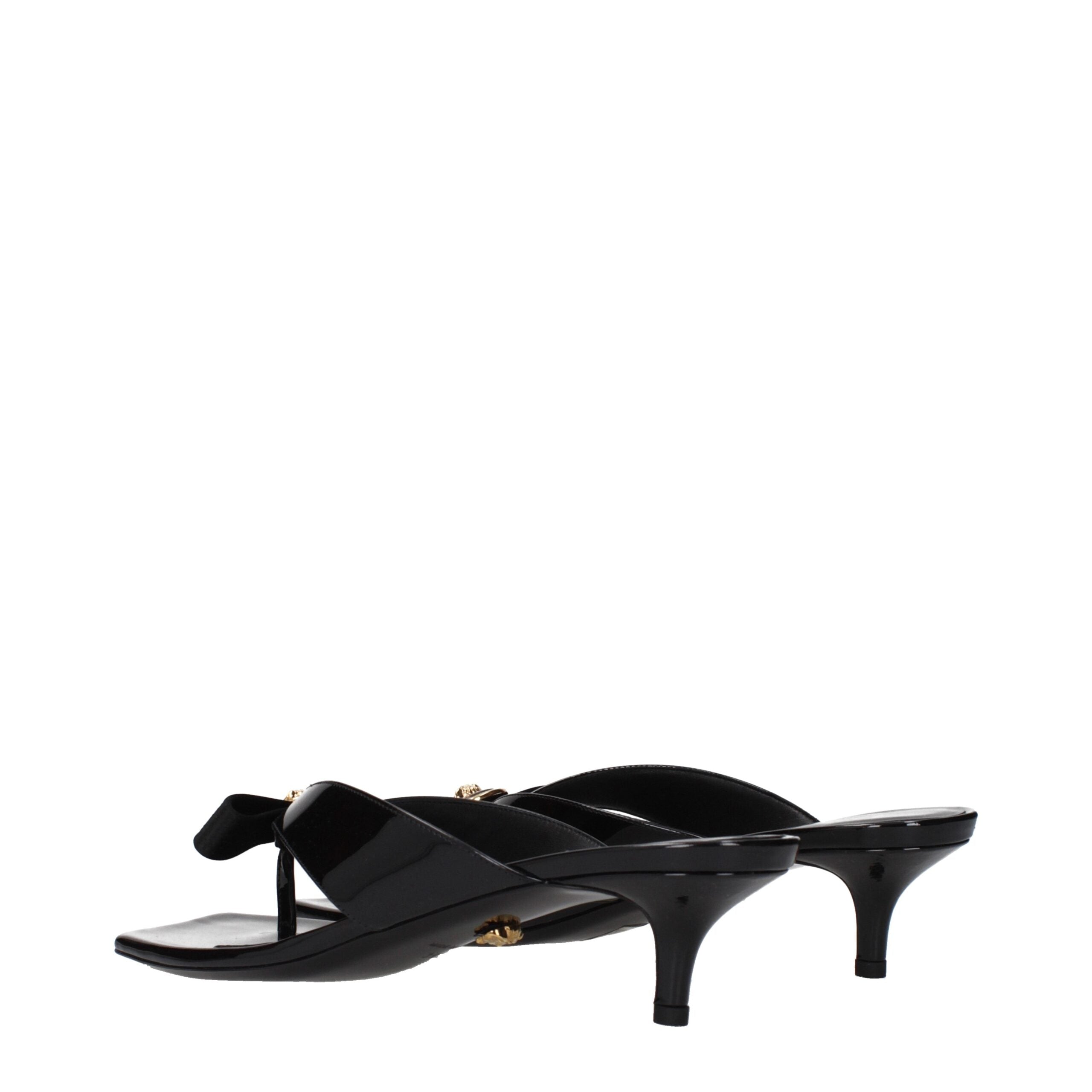 Versace Black Leather Stiletto Sandals