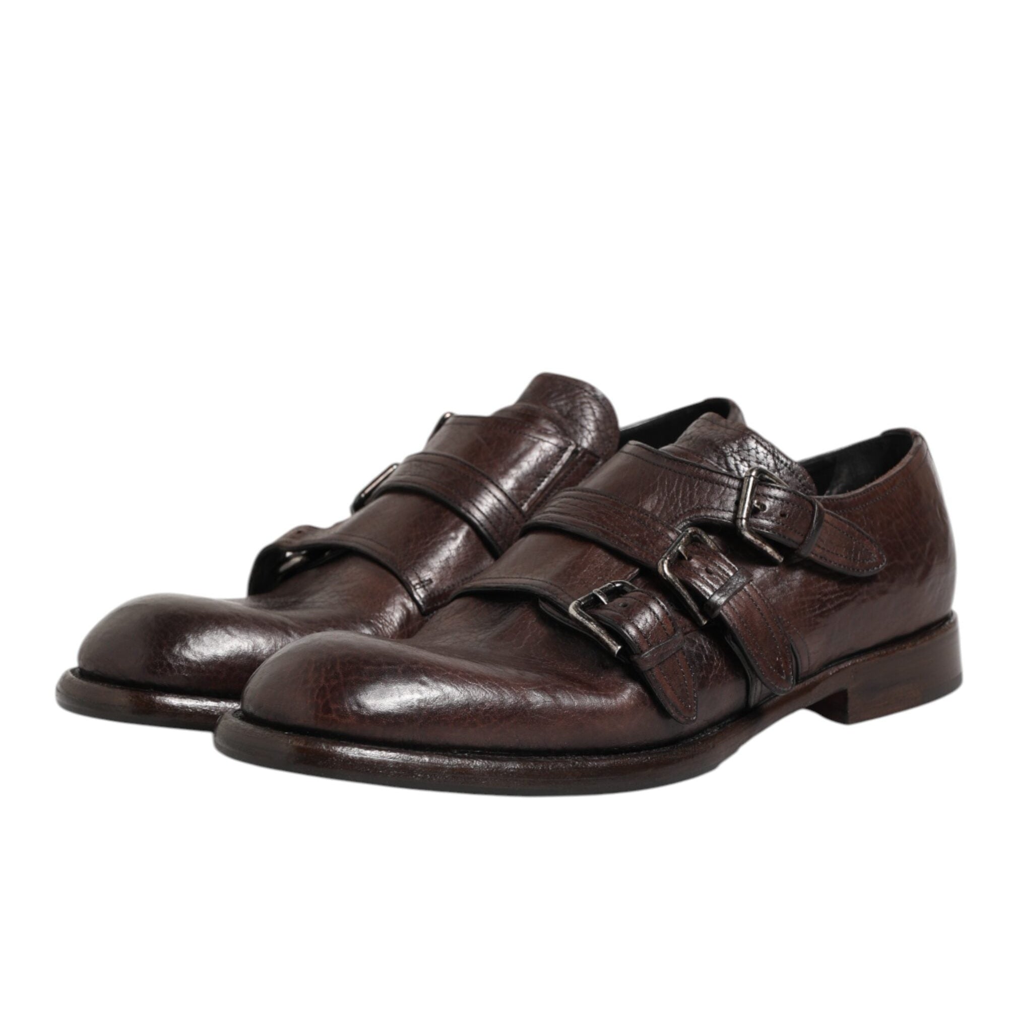 Dolce & Gabbana Brown Monk Strap Derby Shoes