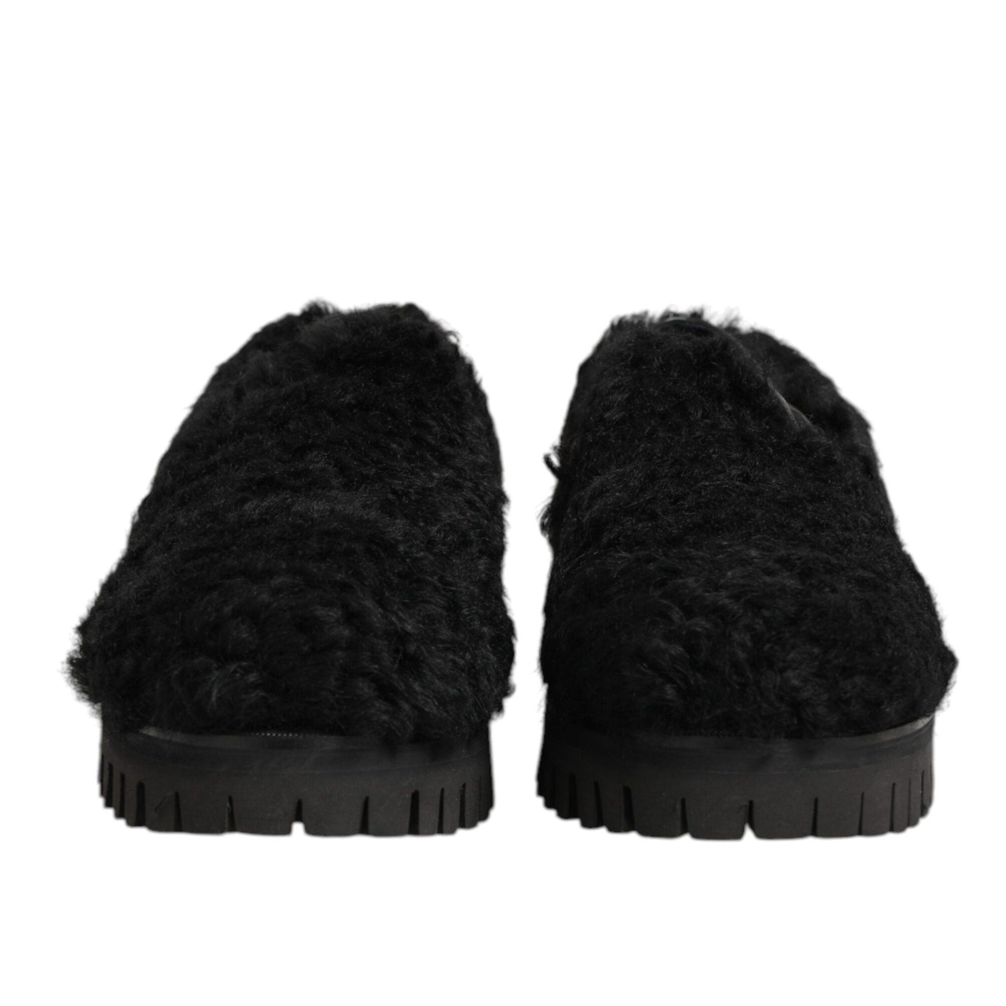 Dolce & Gabbana Black Fur Men's Slippers