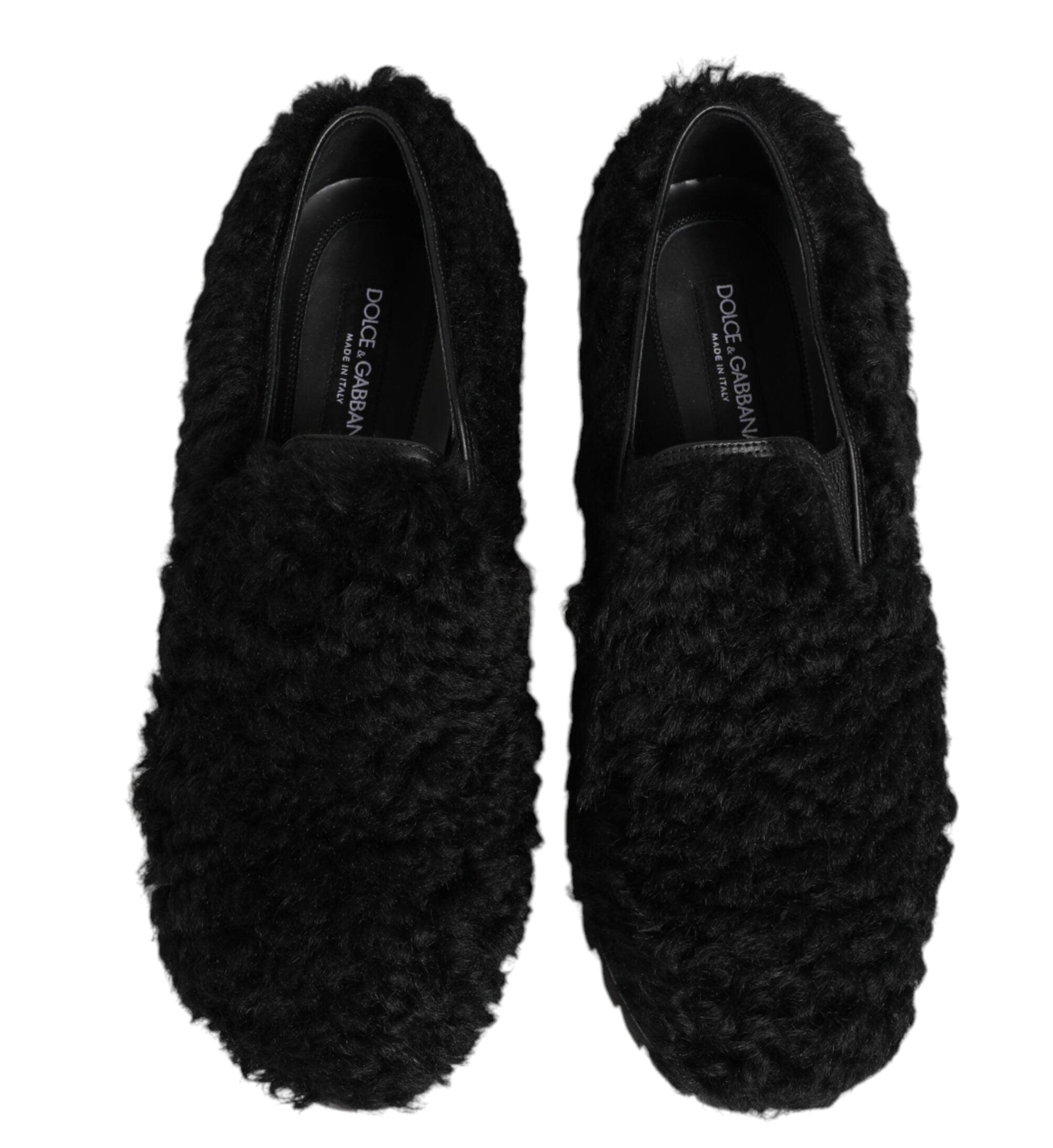Dolce & Gabbana Black Fur Men's Slippers