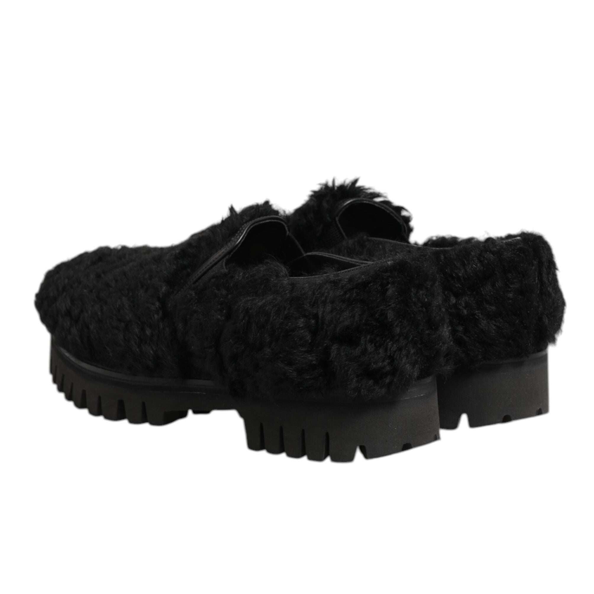 Dolce & Gabbana Black Fur Men's Slippers