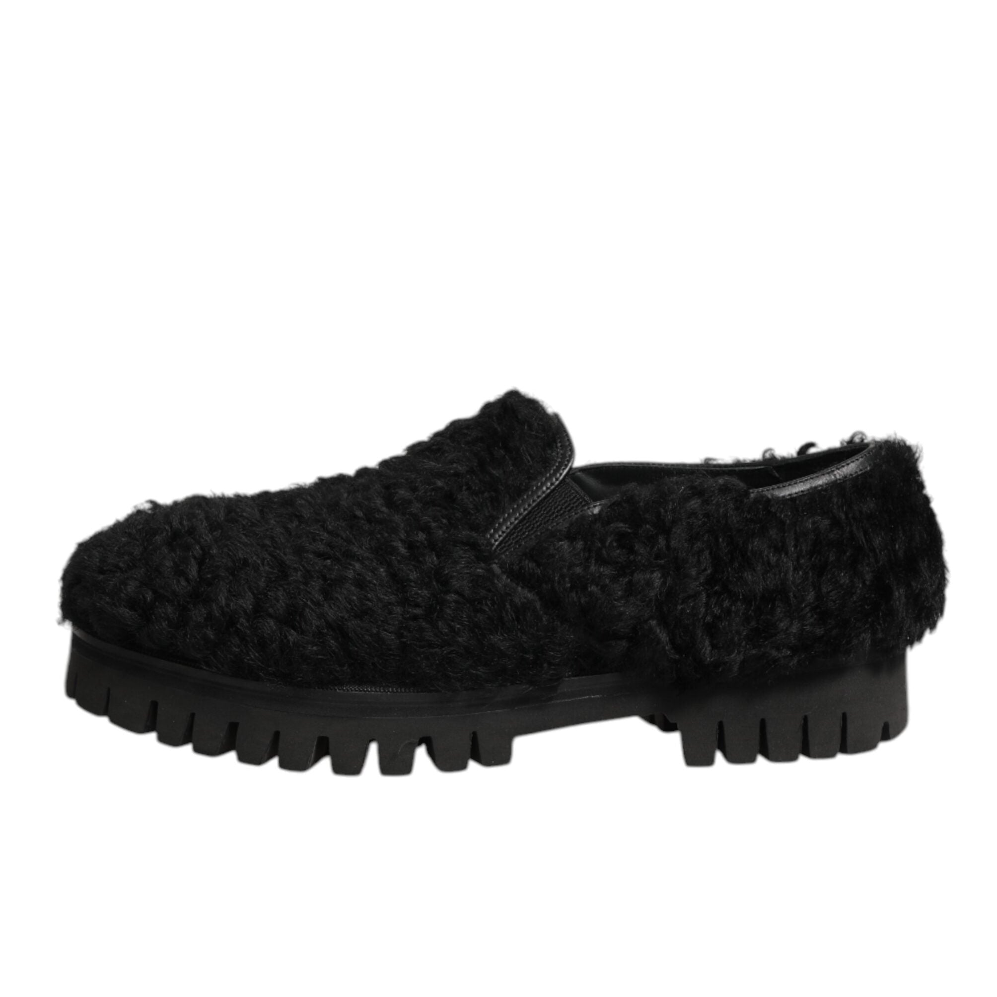 Dolce & Gabbana Black Fur Men's Slippers