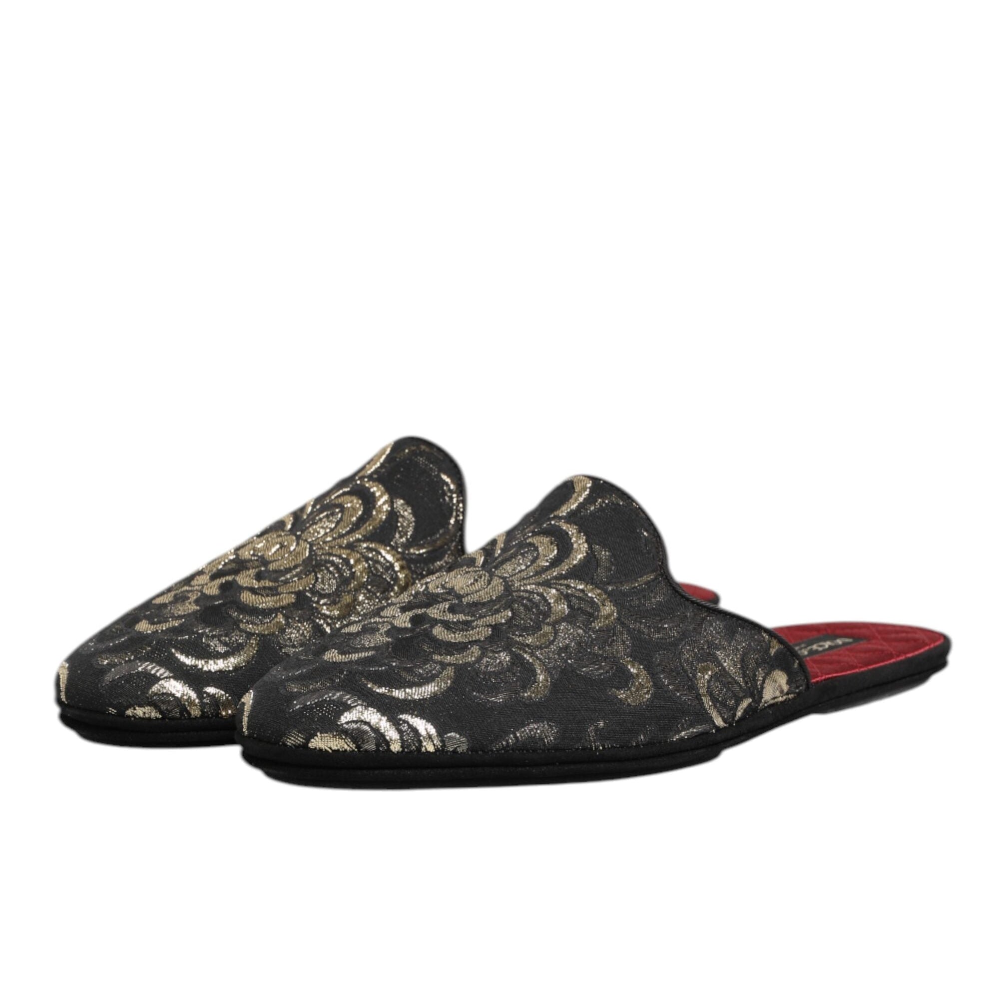 Dolce & Gabbana Black Jacquard Slide Slippers