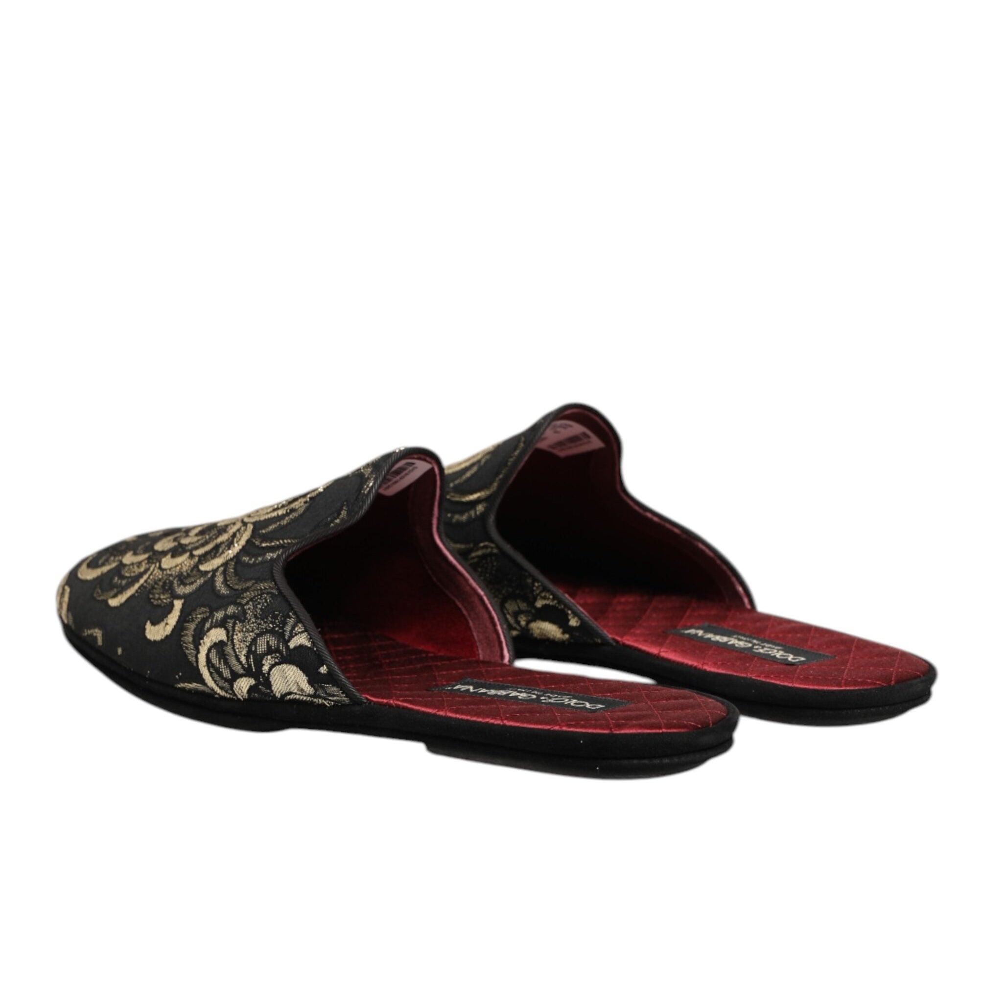 Dolce & Gabbana Black Jacquard Slide Slippers