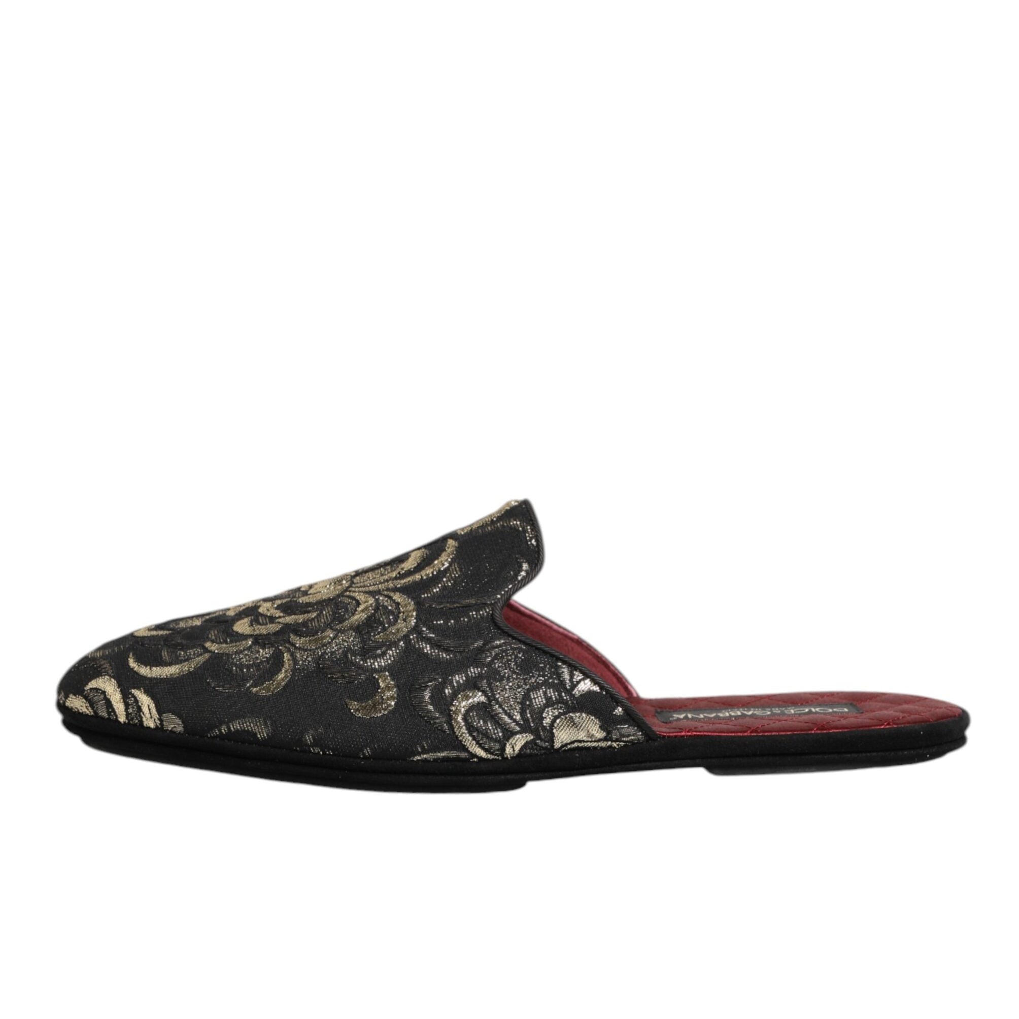 Dolce & Gabbana Black Jacquard Slide Slippers