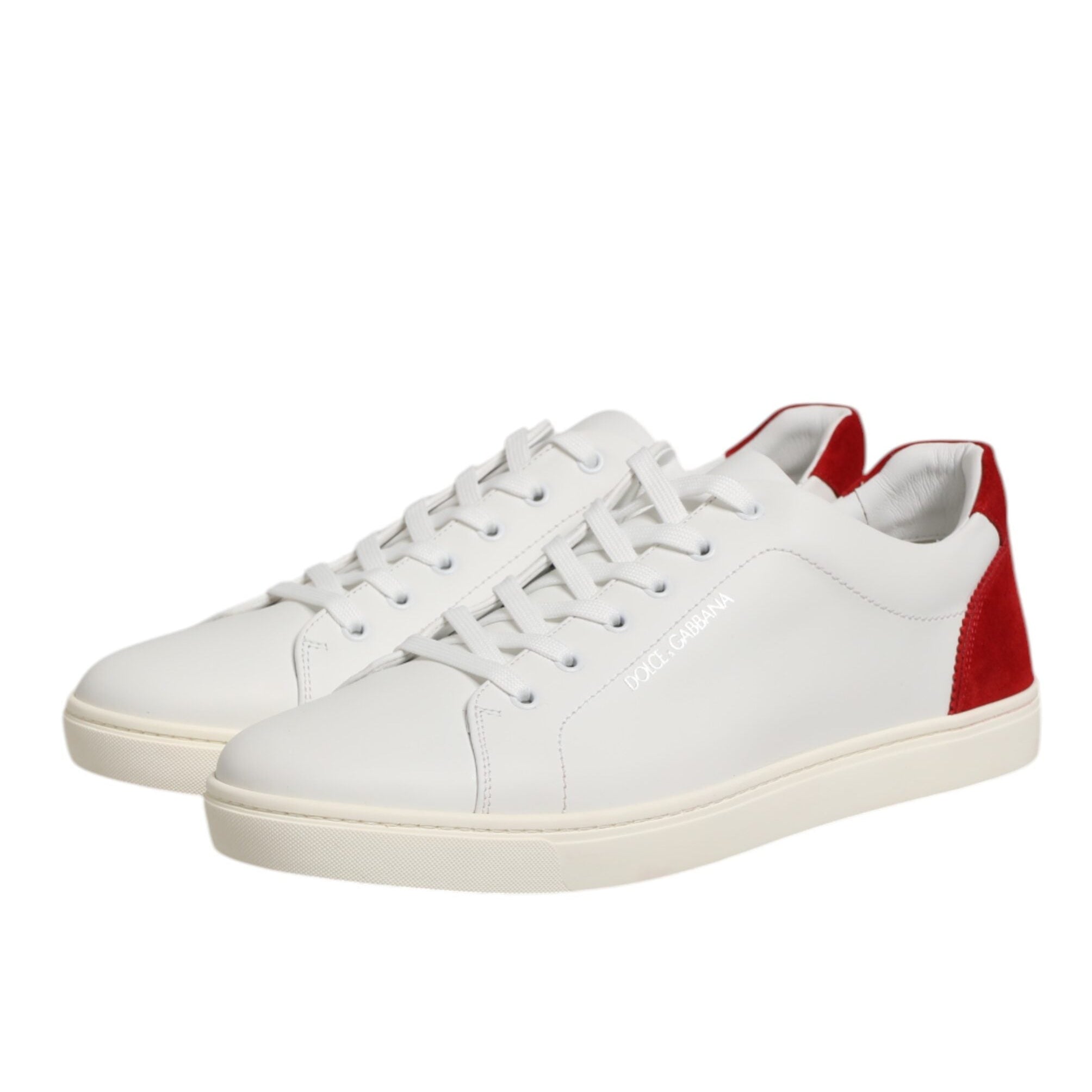 Dolce & Gabbana White & Red Low Top Sneakers
