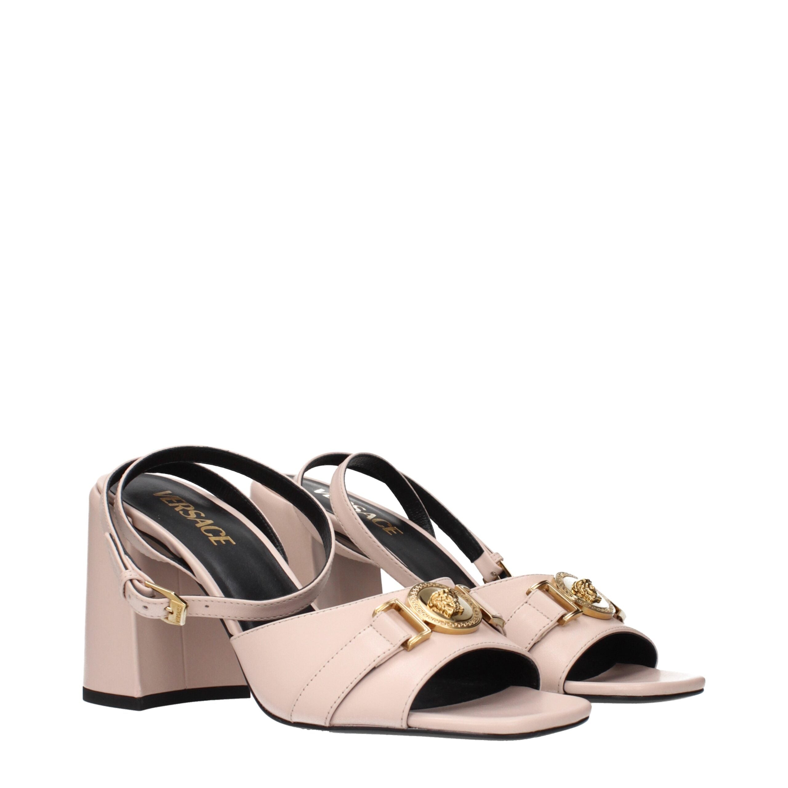 Versace Powder Pink Leather Sandals