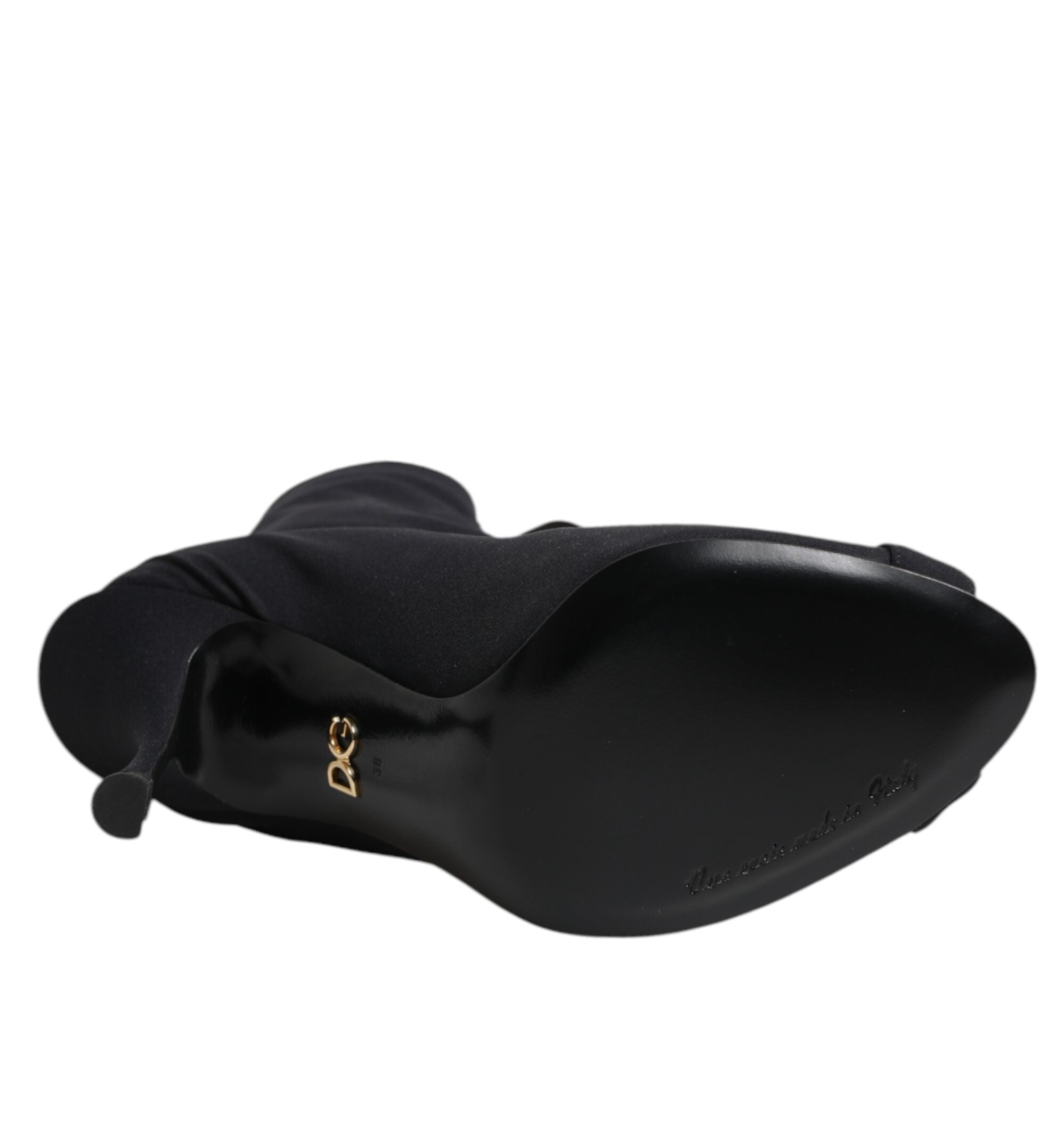 Dolce & Gabbana Black Stiletto Heels Lace Up Boots Shoes