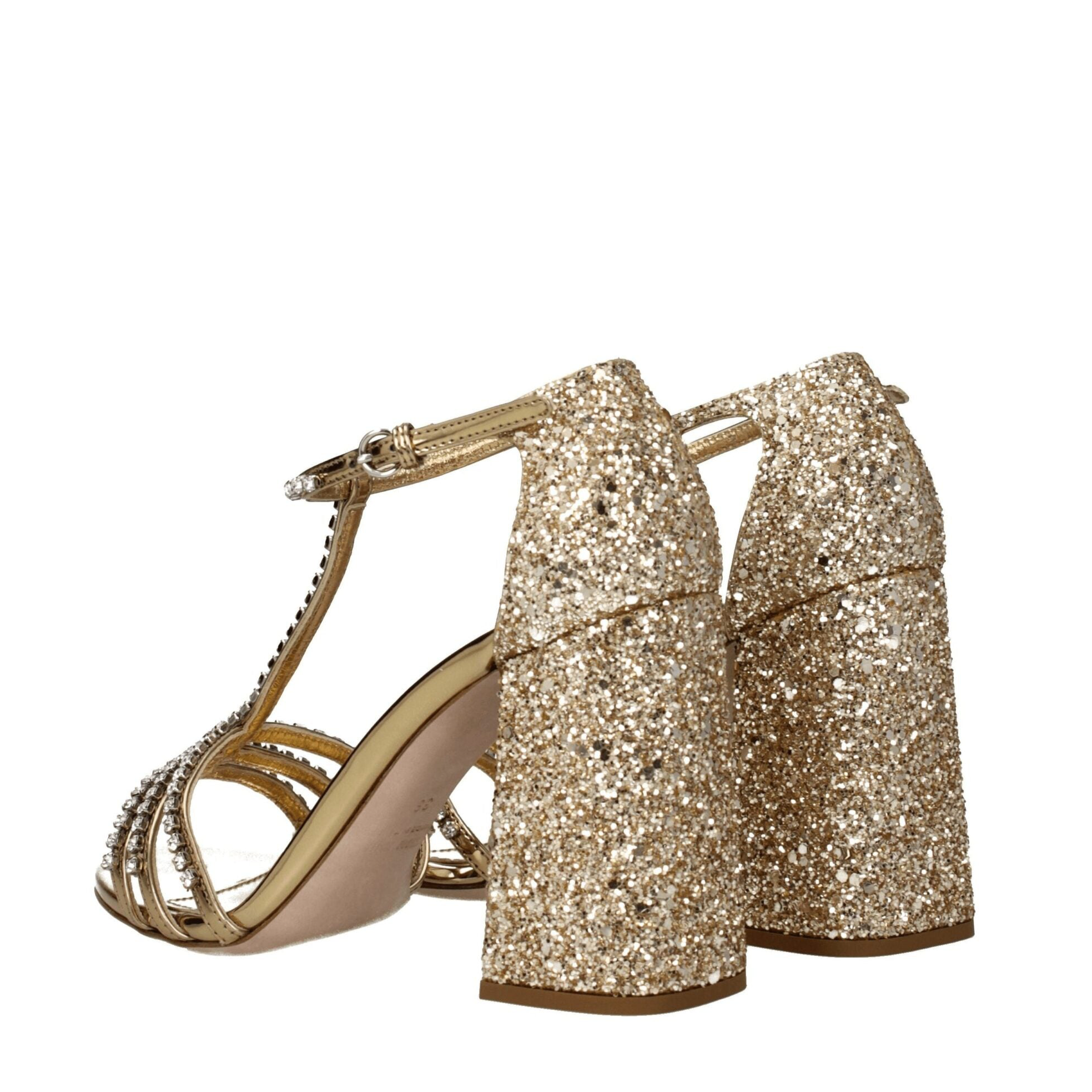 Miu Miu Gold Rhinestone Sandals RUNWAY