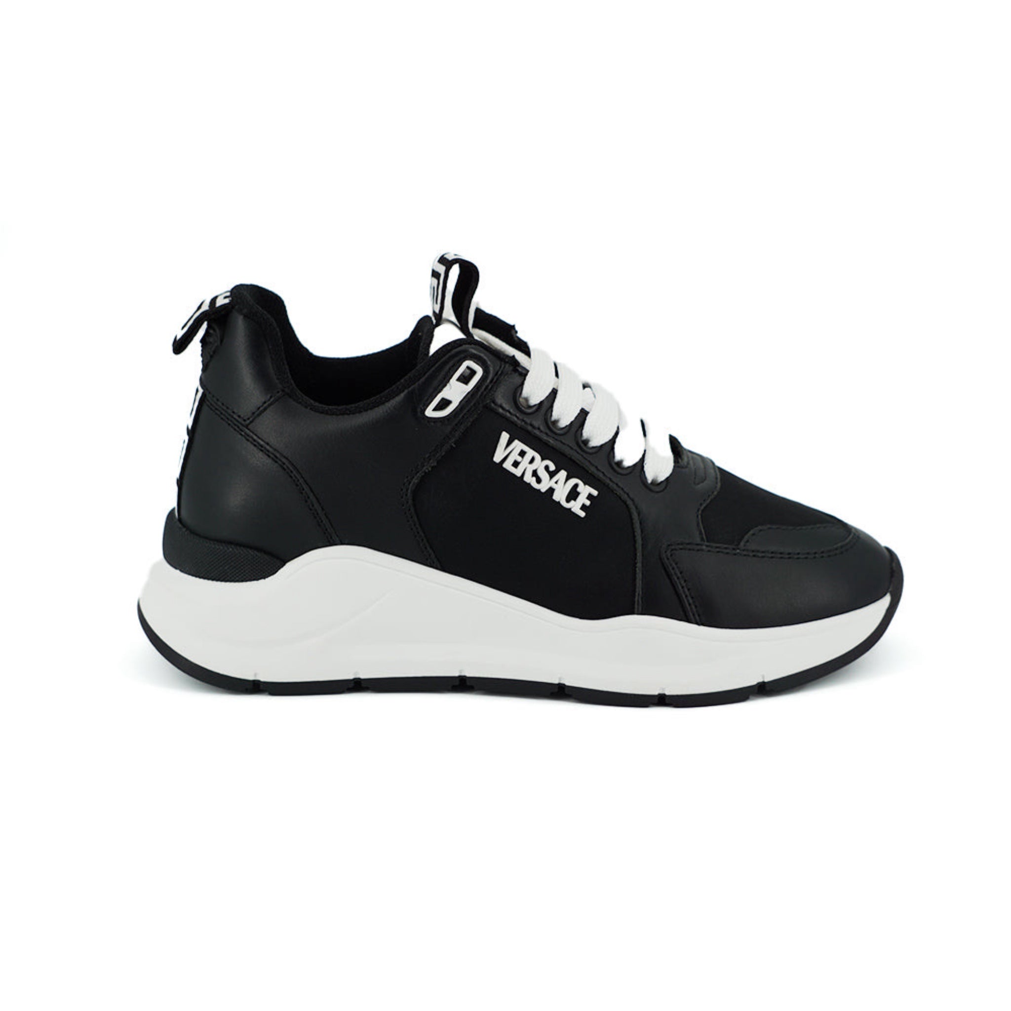 Versace Elegant Monochrome Leather Sneakers