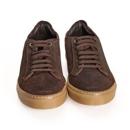 Roberto Pepe Luxury Brown Calfskin Men Sneaker