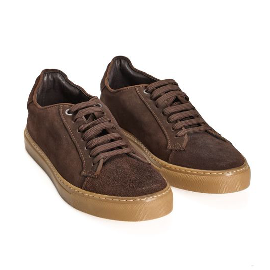 Roberto Pepe Luxury Brown Calfskin Men Sneaker