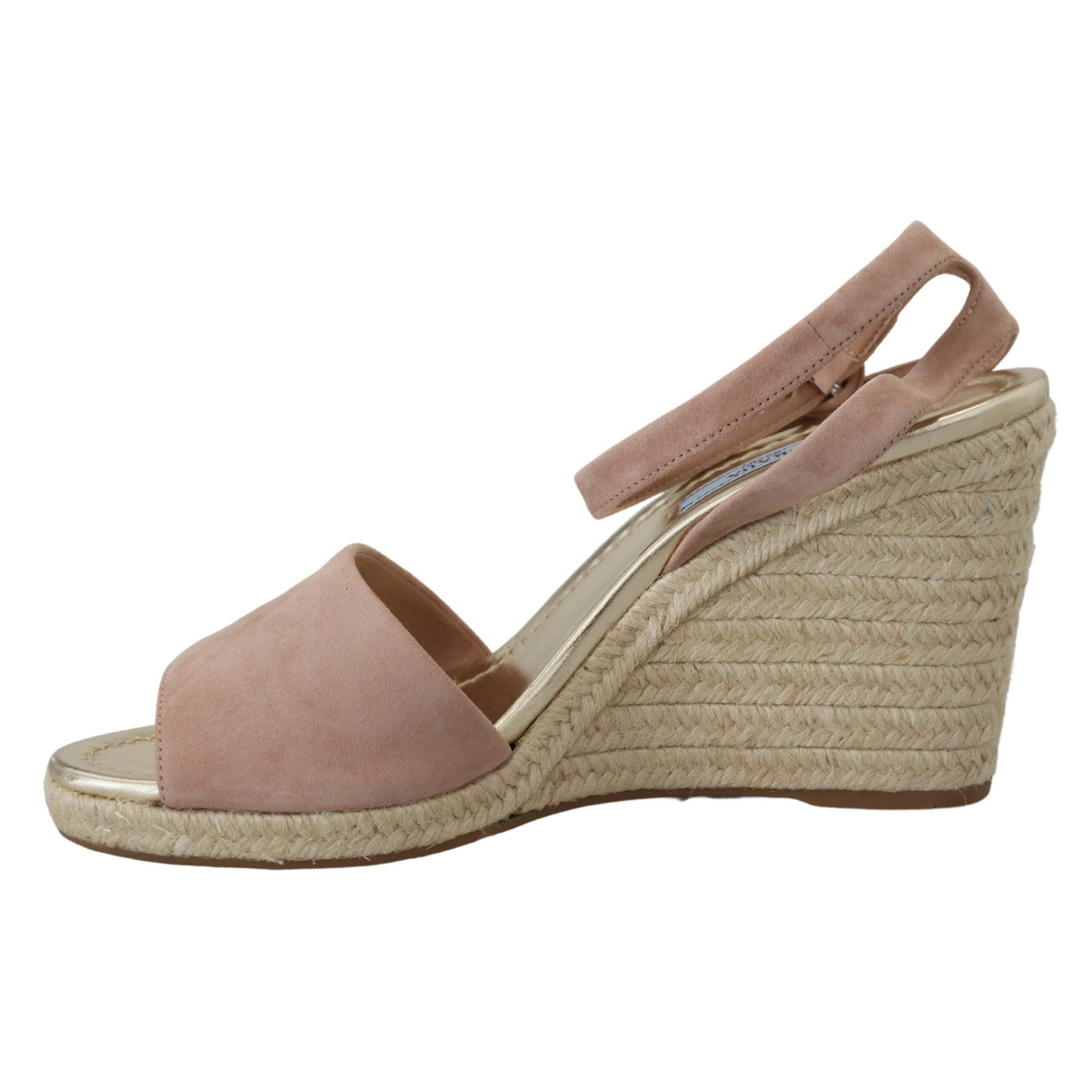 Prada Beige Suede Strap Wedges