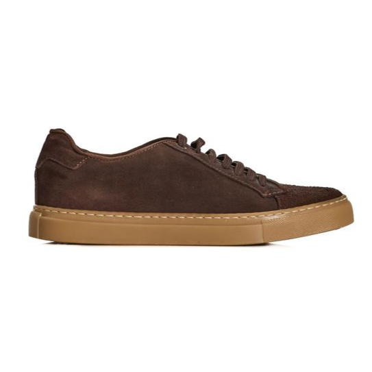 Roberto Pepe Luxury Brown Calfskin Men Sneaker