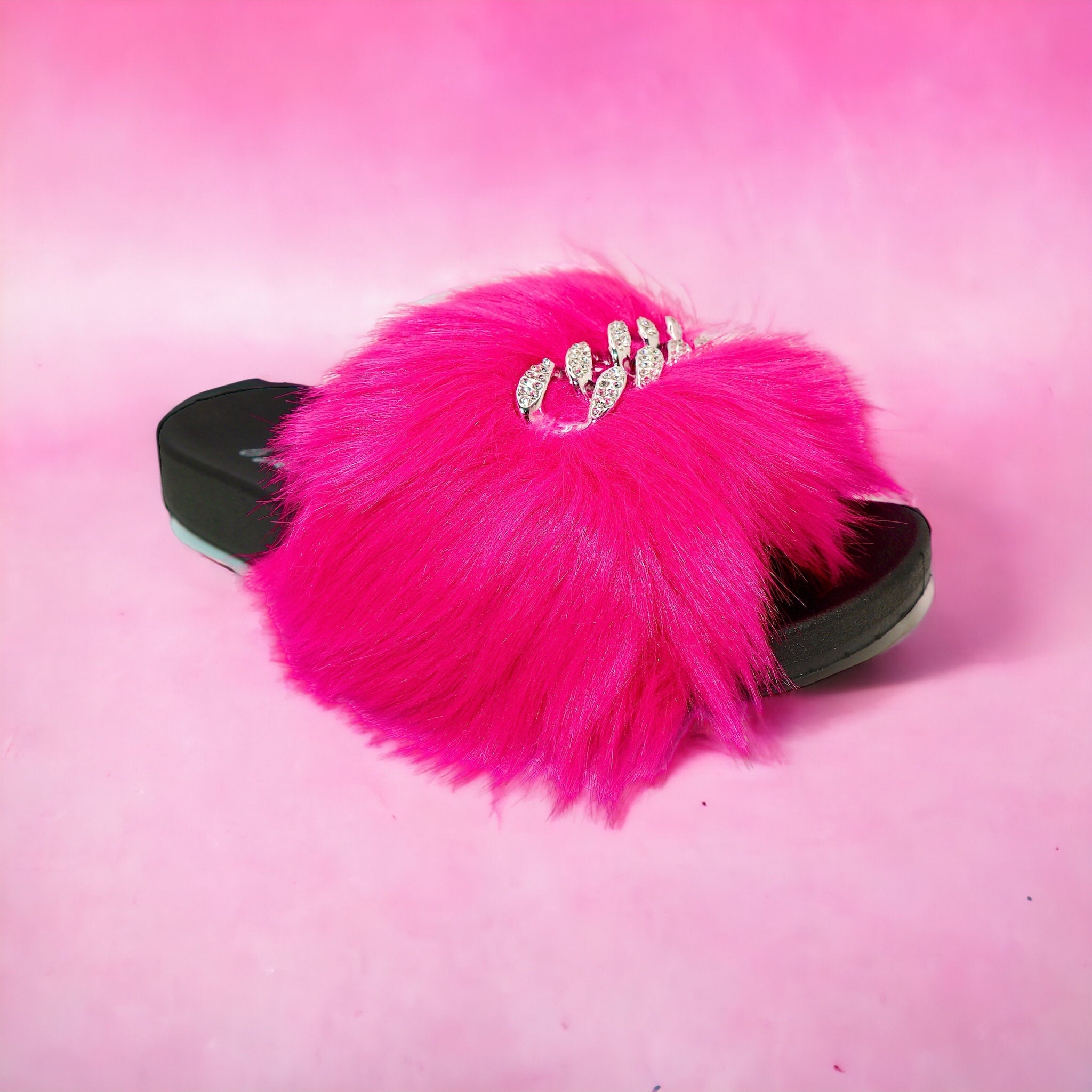 Pink Fluffy Slides 