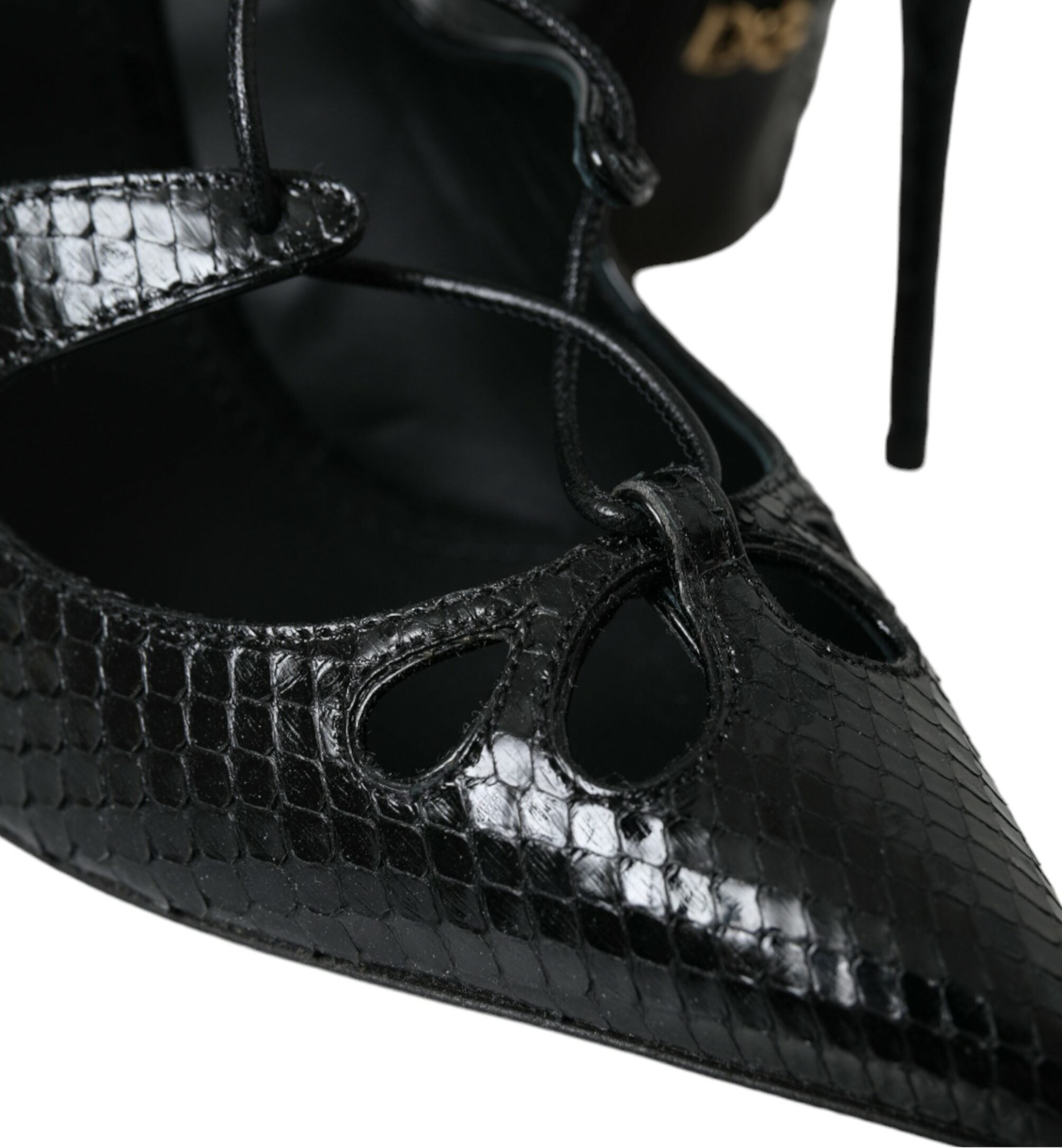 Dolce & Gabbana Black Python Leather Mary Jane Pumps Shoes