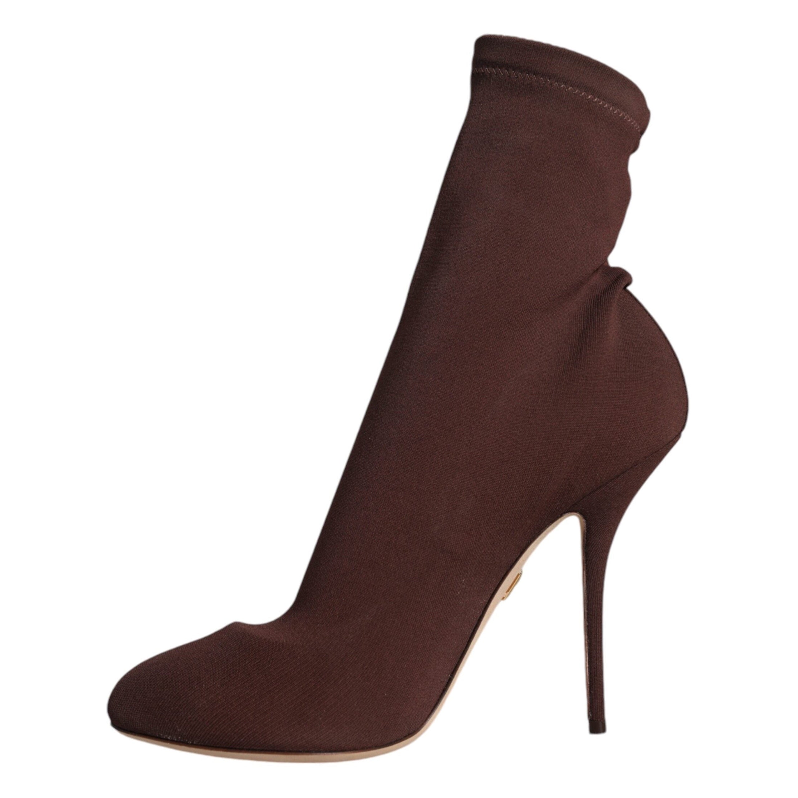 Dolce & Gabbana Brown Stiletto Socks Ankle Boots