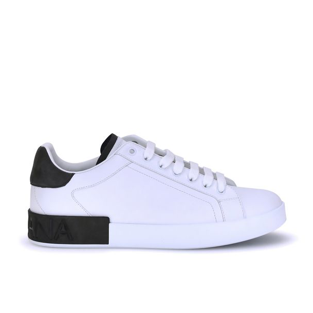 Dolce & Gabbana White Sneakers w Black Heel Detailing