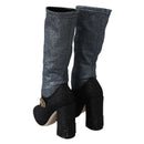 Dolce & Gabbana Black Crystal Mary Janes Booties Shoes