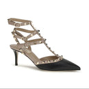Valentino Garavani Black Studded Leather Mid Heel Pumps