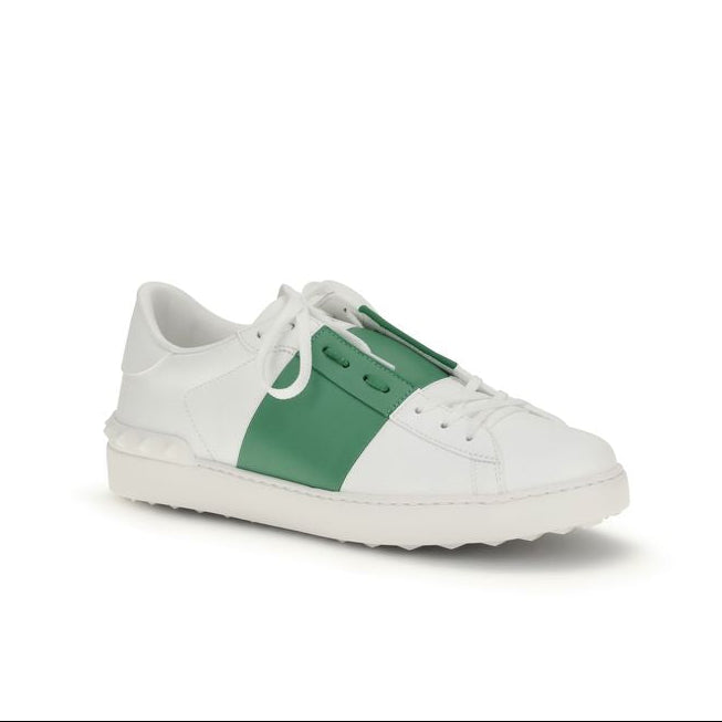 Valentino Garavani White & Green Bos Taurus Sneakers