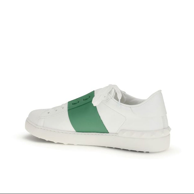 Valentino Garavani White & Green Bos Taurus Sneakers