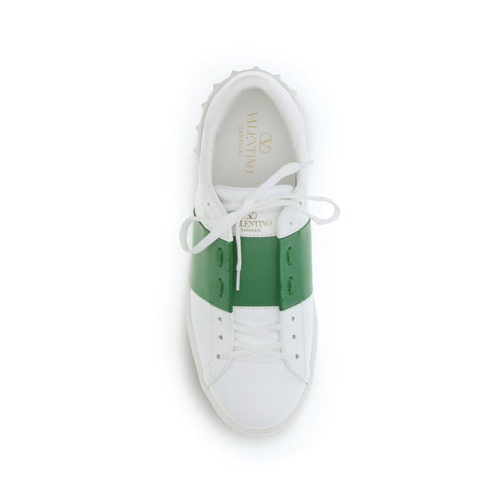 Valentino Garavani White & Green Bos Taurus Sneakers