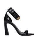Versace Black Patent Leather Ankle Strap Heel