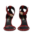 Versace Red Patent Leather Ankle Strap Medusa Sandals