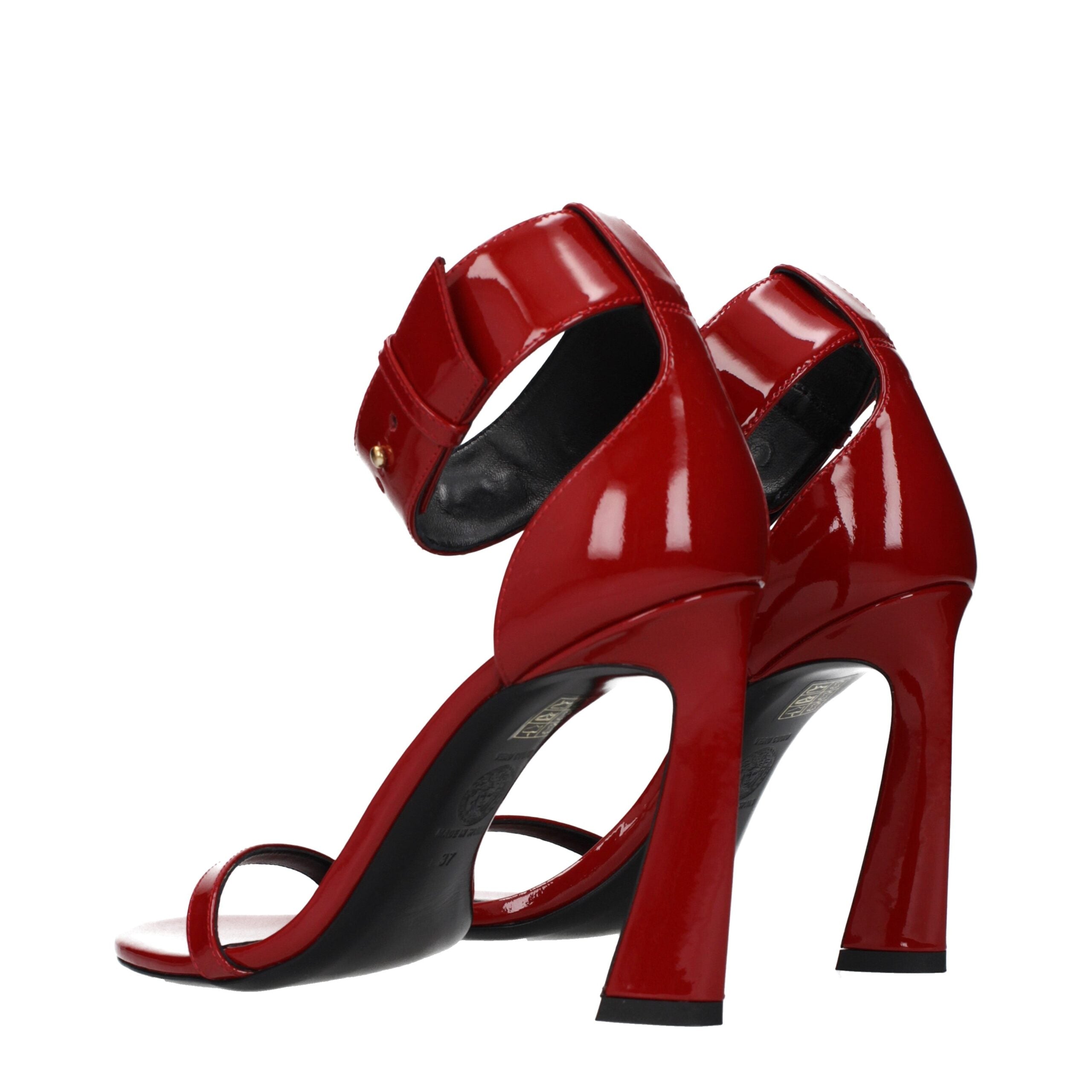 Versace Red Patent Leather Ankle Strap Medusa Sandals