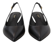 Dolce & Gabbana Black Leather Slingbacks Heels Pumps Shoes