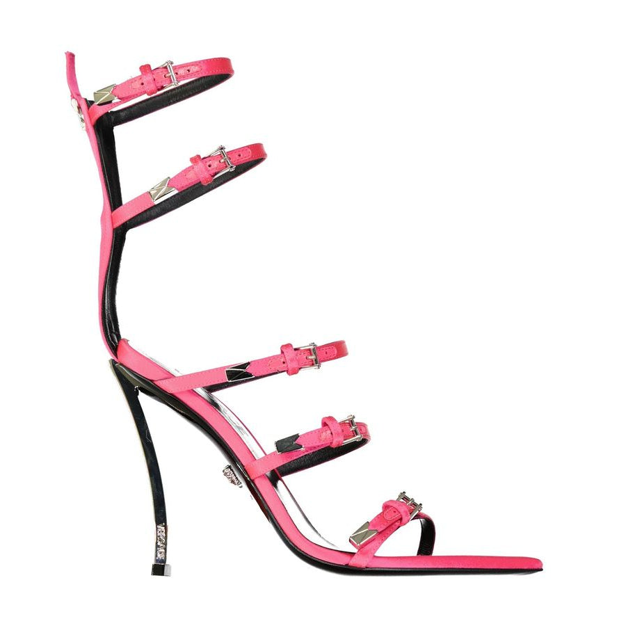 Versace Pink Mini Buckles Stiletto Sandals