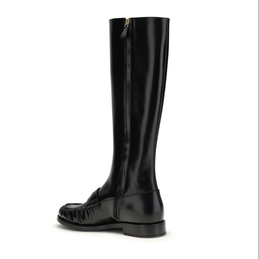 Prada Black Leather Knee High Boots