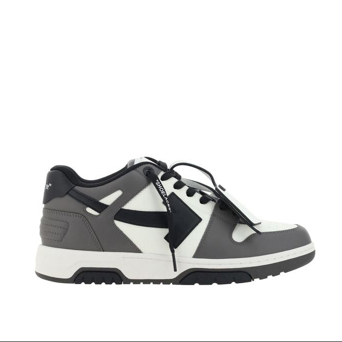 Off-White Gray Calf Leather Low Top Sneakers