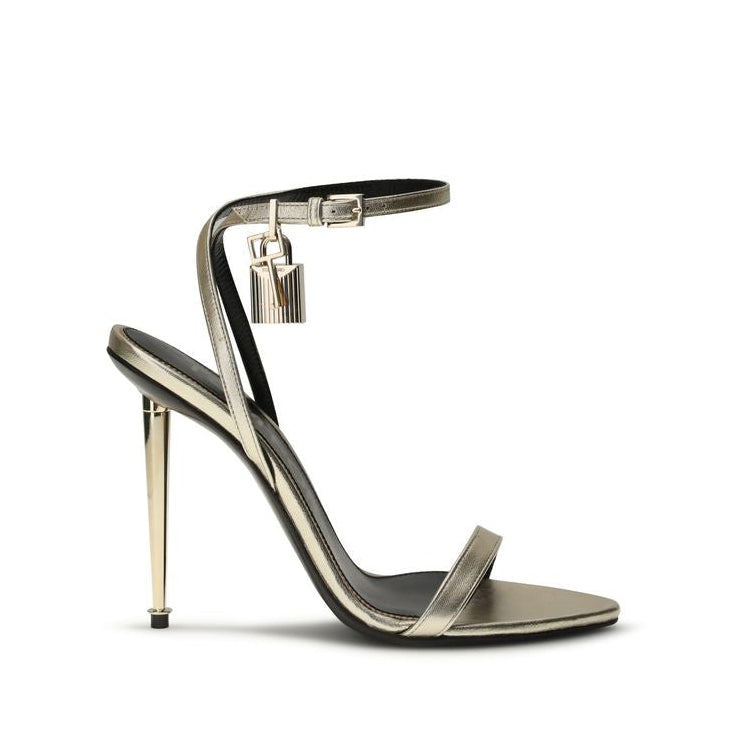 Tom Ford Gold Padlock Stiletto Sandals