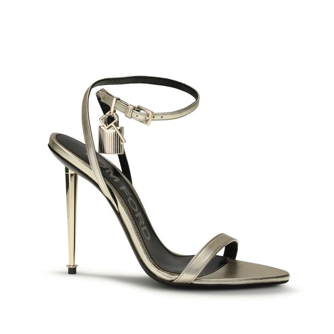 Tom Ford Gold Padlock Stiletto Sandals