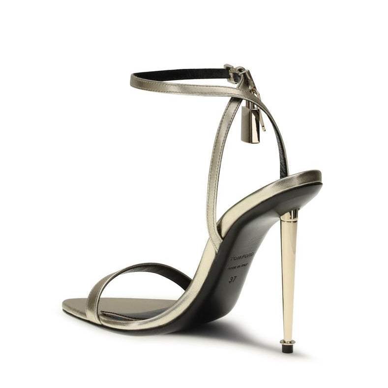 Tom Ford Gold Padlock Stiletto Sandals